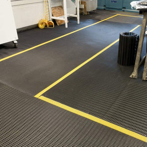 Lanmat LinearMat Edge - slip resistant matting with yellow edging